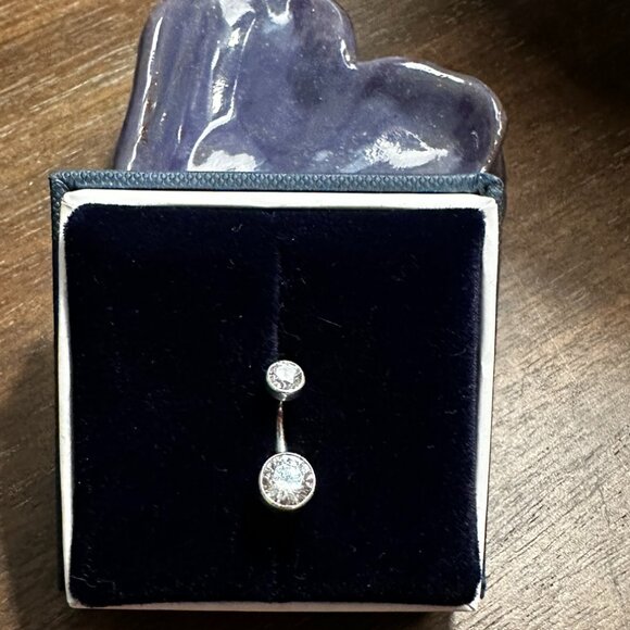 Maria Tash Naval Solitaire Plain Bezel White Gold 14k with CZ - Picture 1 of 5